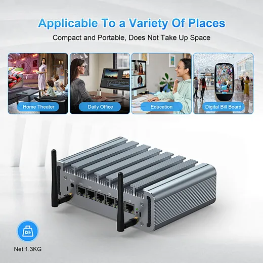 Mini PC cu 6 porturi LAN Intel i225 2.5G, destinat ca router soft PfSense și firewall