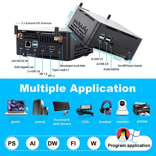 Mini PC de dimensiuni palmă, cu procesor Intel Core i7-8565U
