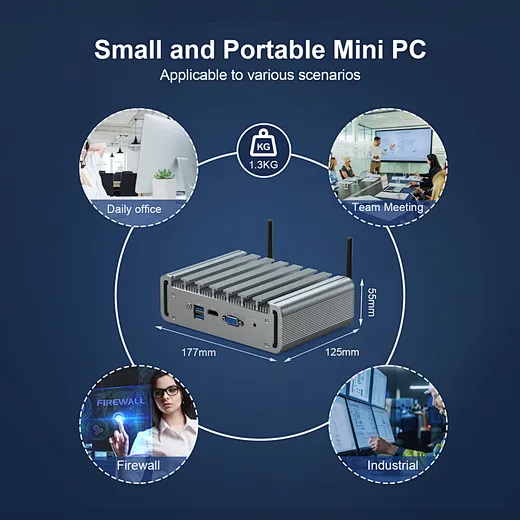 PC industrial pentru firewall pfSense cu Celeron J4125 și 4 LAN