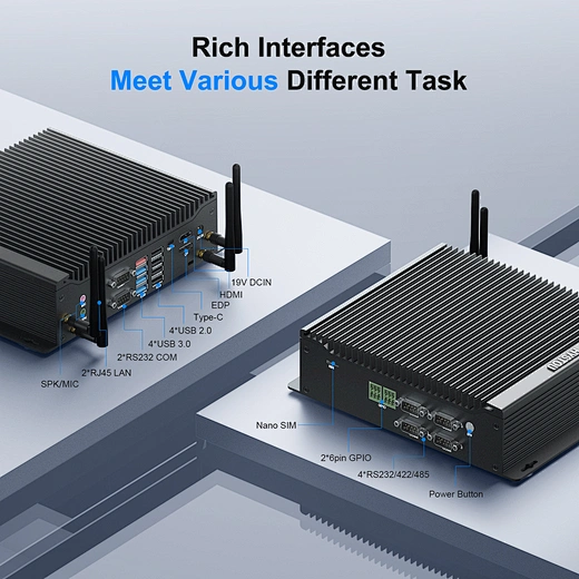 Mini PC Fără Ventilator cu Intel 10-a generație, 8 USB, 6 COM, Computer Industrial