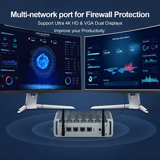 PC industrial pentru firewall pfSense cu Celeron J4125 și 4 LAN
