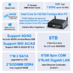 Mini PC Fără Ventilator cu Intel 10-a generație, 8 USB, 6 COM, Computer Industrial